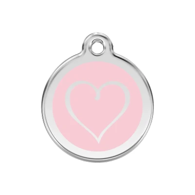 Afbeelding van Tribal Heart Pink roestvrijstalen hondenpenning medium/gemiddeld dia. 3 cm RedDingo