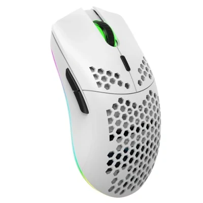 Afbeelding van Zienstar Draadloze gamingmuis, oplaadbaar, van honingraat, licht met 3200 dpi, RGB achtergrondverlichting (wit)