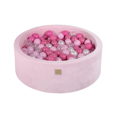 Afbeelding van Ballenbak inclusief 200 ballen Pastel Roze Ballenbakje.nl Zilver Parel Wit Transparant