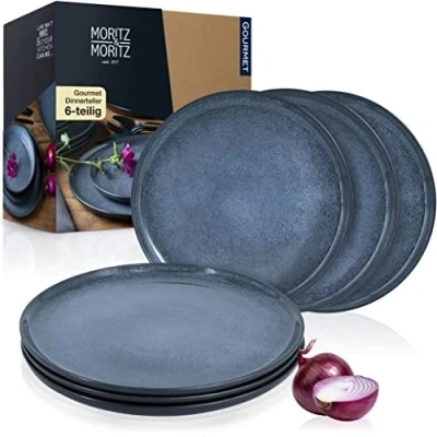 Afbeelding van Moritz &amp; Set van 6 platte borden, blauw, voor personen, vaatwasser en magnetronbestendig