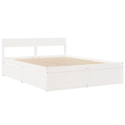 Afbeelding van vidaXL Bedframe zonder matras massief grenenhout wit 140x200 cm