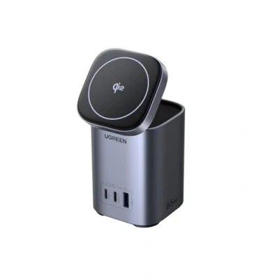 Afbeelding van UGREEN Nexode 65 W GaN oplader met 3 poorten en Qi2, 15 W, draadloze inductie oplader, stopcontact, kantoor, compatibel MagSafe iPhone 16 Plus Pro Max 14 13 12 Galaxy S24 iPad MacBook Air