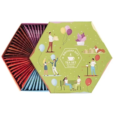 Afbeelding van ACORUS Thee assortiment verjaardagscadeau Cadeauset met 6 natuurlijke theesmaken attent cadeau voor verjaardag 60 kruiden en fruittheezakjes