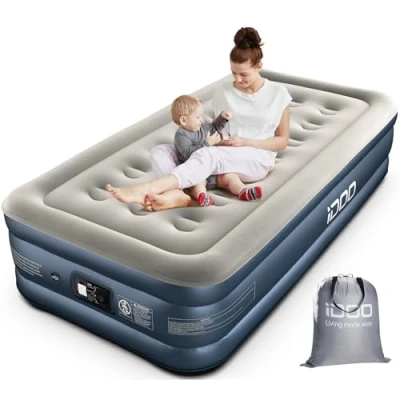 Afbeelding van iDOO opblaasbaar matras, bed met geïntegreerde pomp, automatisch opblazen/snel legen in 3 minuten, comfortabele coating, ideaal voor camping, 188 x 99 38 cm, max. 250