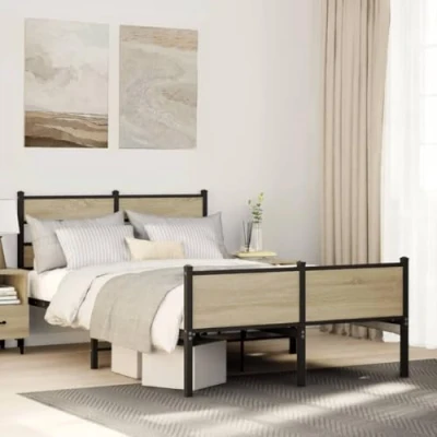 Afbeelding van Bedframe bewerkt hout sonoma eikenkleurig 120x200 cm