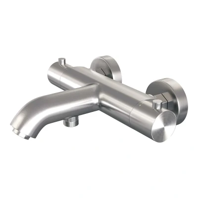 Afbeelding van Brauer Brushed Edition Badkraan gladde knop PVD Geborsteld RVS Minimalistisch design