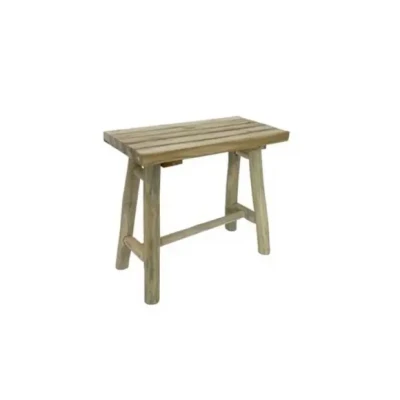 Afbeelding van Van der Leeden Houten bankje 43 x 21 38 cm naturel teakhout zitbankje krukje bijzetkruk