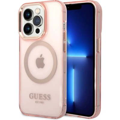 Afbeelding van Guess Telefoonhoesje voor Apple iPhone 14 Pro Max Kleur Roze, Back Cover Magsafe, TPU Materiaal, Bescherming van Telefoon.