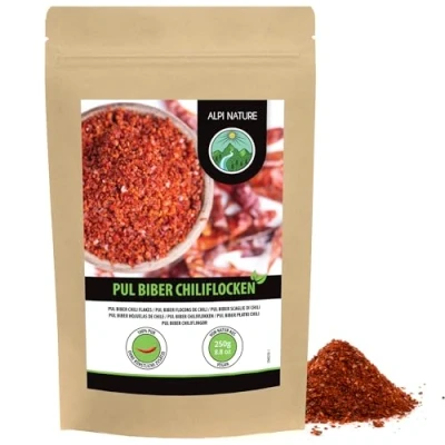 Image de Alpi Nature Pul Biber 250g, Flocons de Piment Fort, Piments Écrasés, Épice pour la Cuisine