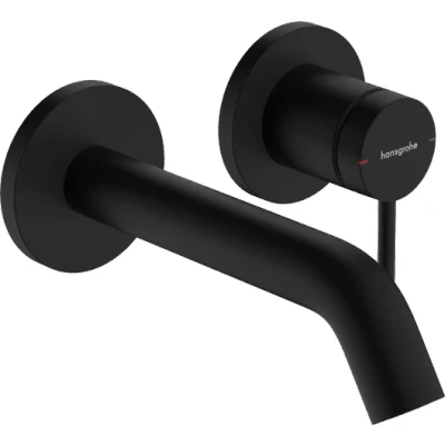 Afbeelding van hansgrohe Tecturis S ééngreeps wastafelkraan inbouw voor wandmontage, met uitloop 16,5 cm mat zwart