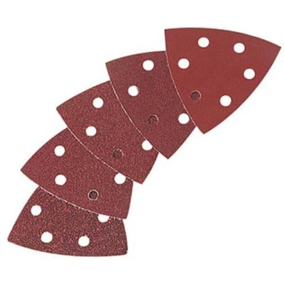 Afbeelding van Wolfcraft 1852000 Deltaschuurpapier Met klittenband, Geperforeerd Korrelgrootte 80 Hoekmaat 95 mm 5 stuk(s)