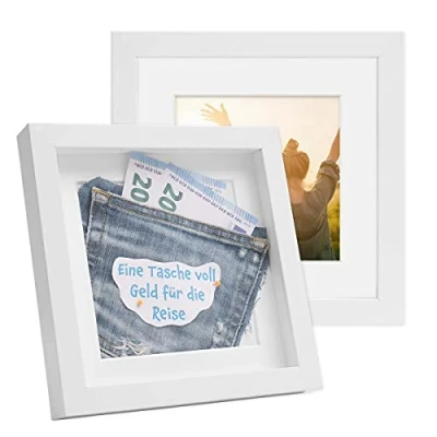 Afbeelding van PHOTOLINI set van 2 3D fotolijsten 20 x cm wit om te vullen voor objecten met moderne passe partout
