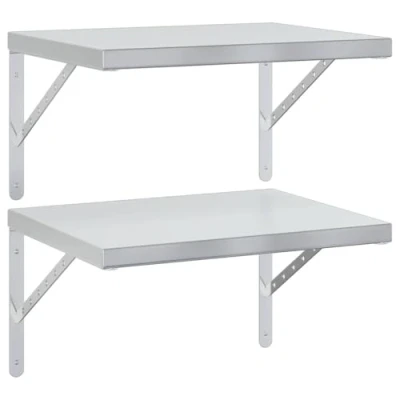 Afbeelding van vidaXL Wandschappen 2 st 50x40 cm roestvrijstaal zilverkleurig