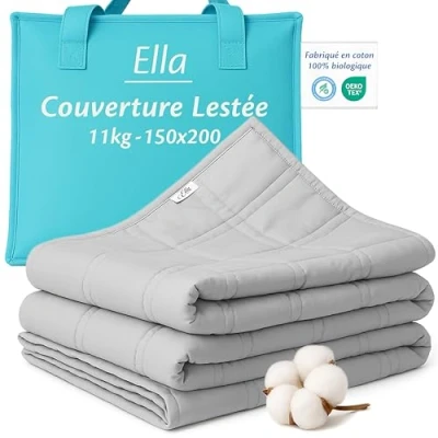 Afbeelding van Ella® Verzwaringsdeken 11kg 150x200cm Zwaartedeken Weighted Blanket Verzwaarde Deken OEKO TEX Katoen Lichtgrijs