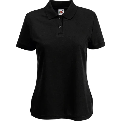 Afbeelding van Fruit Of The Loom Dames Fit 65/35 Poloshirt Korte Mouwen (Zwart) Maat S