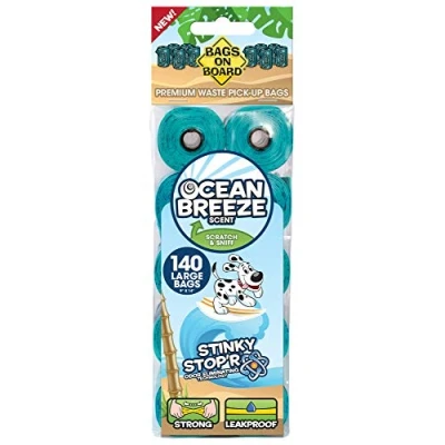 Afbeelding van Bags On Board Navulverpakking voor hondenpoepzakjes met geur, Ocean Breeze, 140 zakjes honden