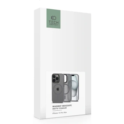 Afbeelding van TECH PROTECT MAGMAT MAGSAFE IPHONE 15 PRO MAX MAT TITANIUM