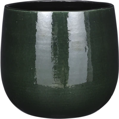 Afbeelding van Mica Decorations Plantenpot keramiek groen glans D25H20 cm
