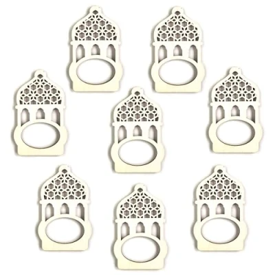 Afbeelding van Papierdrachen Set van 8 houten servetringen voor ramadan, unieke tafeldecoratie stoffen servetten en papieren servetten, natuurlijk hout, herbruikbaar