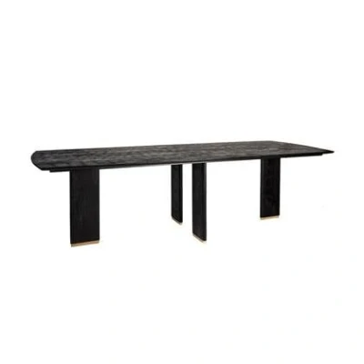 Afbeelding van PTMD Liber Black mango wood dining table 240cm gold leg