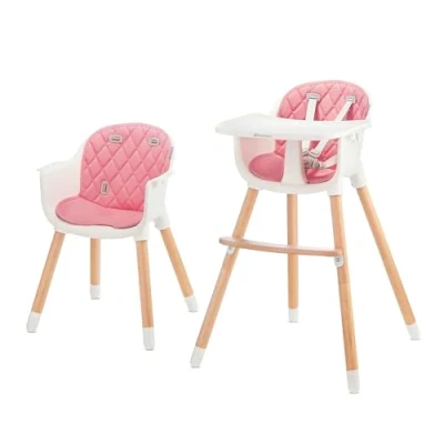Afbeelding van Kinderkraft SIENNA 2 in 1 hoge kinderstoel Afneembaar eetblad Roze
