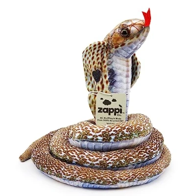 Afbeelding van Zappi Co Slangspeelgoed van zacht pluche voor kinderen, onderdeel de safari dierencollectie, perfect kinderen (cobra slang)