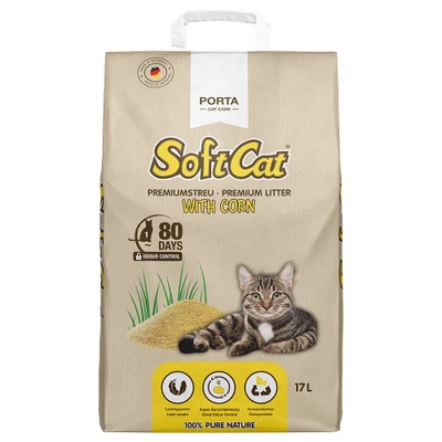 Afbeelding van SoftCat CORN kattenbakvulling perfecte klontvorming 17L