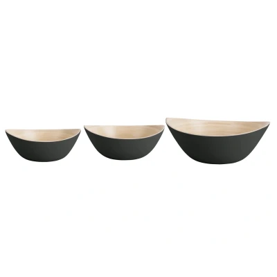 Afbeelding van Present Time Schaal Bowl Set Puro Oval Zwart 30x24.5x12cm Modern Kerst Cadeau cadeautjes vrouw man voor haar hem Kerstcadeau Kado