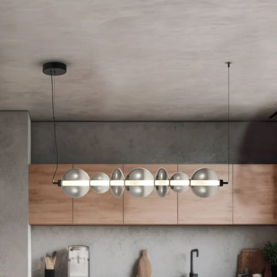 Afbeelding van Hanglamp Daphne, grijs transparant glas, lengte 118 cm