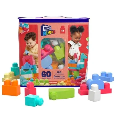 Image de Jeu de construction Mega Bloks First builders Sac 60 blocs Medium Classique Rose
