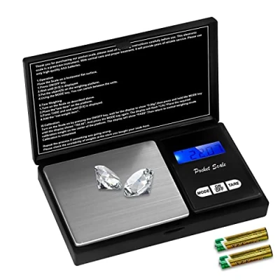 Afbeelding van NOASR QEIHITYO Precisieweegschaal, 500 g/0,01 g, gram weegschaal, klein, met lcd display en tarrafunctie, voor koffie, kruiden, sieraden, edelstenen, 7 stuks (2 batterijen inbegrepen)