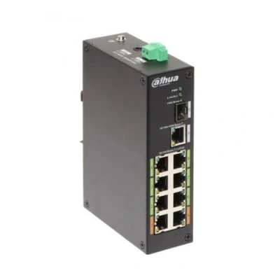 Image de Dahua DH LR2110 8ET 120 Commutateur non géré 8 x 10/100 (High PoE) + 1 1000Base T Montage sur rail DIN High PoE / ePoE DC power pour Ultra Series 6AL445XANR; ArcticPro 8A840PANF, 8A840WANF