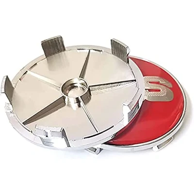 Afbeelding van Set van 4 wieldoppen voor BBS velgen 68 mm rood zilver