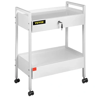Image de chariot de service mobile en acier laboratoire dentaire VEVOR 2 niveaux