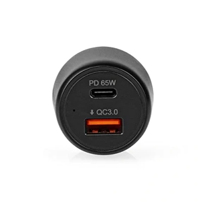 Afbeelding van USB autolader Nedis 2 poorten (USB A, C, Power Delivery, Quick Charge, 65W, Zwart)