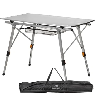 Afbeelding van CampFeuer Campingtafel, inklapbaar, 90,5 x 51,5 cm, klaptafel met draagtas, tuintafel, reistafel, in hoogte verstelbare klaptafel, bijzettafel, bijzettafel