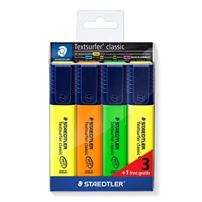 Afbeelding van Markeerstift Staedtler 364 Textsurfer set à 3 stuks assorti + 1 geel gratis