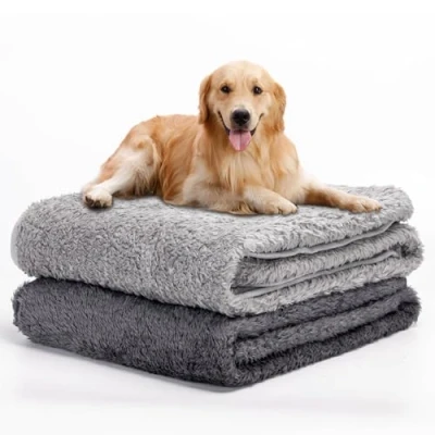 Afbeelding van Nobleza 2 x zachte pluche deken voor honden, katten, wasbaar, konijnen en andere huisdieren, fleecedeken, donkergrijs lichtgrijs, 120 100 cm