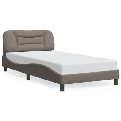 Image de vidaXL Cadre de lit avec lumières LED taupe 100x200 cm tissu