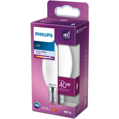 Afbeelding van Ledlamp Philips Kaars Wit F 40 W 4,3 E14 470 lm 3,5 x 9,7 cm (4000 K)