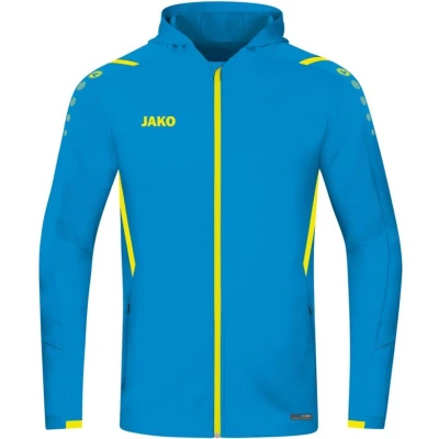 Afbeelding van Jako Trainingsjack met capuchon sweatjack Challenge capuchon, Blauw/Neon geel, 140 cm, unisex kinderen, 140, Geel