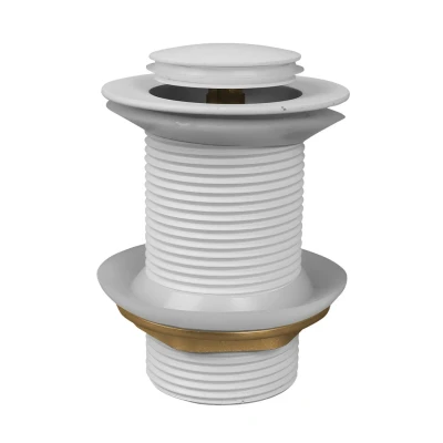 Afbeelding van Aquadesign Push to Open afvoerplug 1.1/4 mat wit wastafelplug