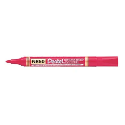 Afbeelding van Pentel Permanent marker N850, ronde punt, rode inkt, 1 verpakking van 12 markeerstiften