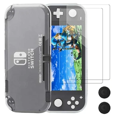 Afbeelding van REDTRON beschermhoes voor Nintendo Switch Lite, TPU Comfort Crystal met displaybescherming van gehard glas en duimdoppen Lite 2019 console