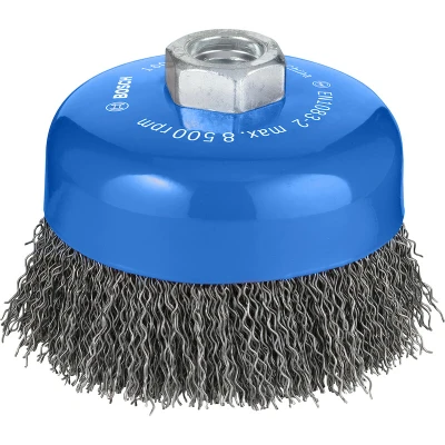 Image de BOSCH 1608614011 brosse en acier à coupelle avec fil ondulé 100 x 0.3 mm, M14