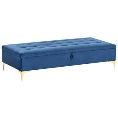 Afbeelding van ABERDEEN Ottomaan met opbergruimte Marineblauw Fluweel
