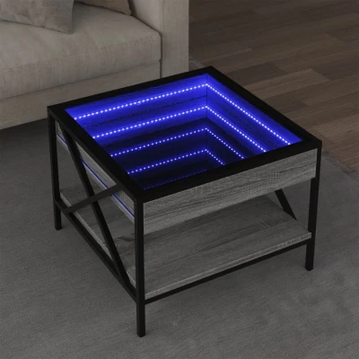 Afbeelding van Salontafel met Infinity LED 50x50x38 cm grijs sonoma eikenkleur