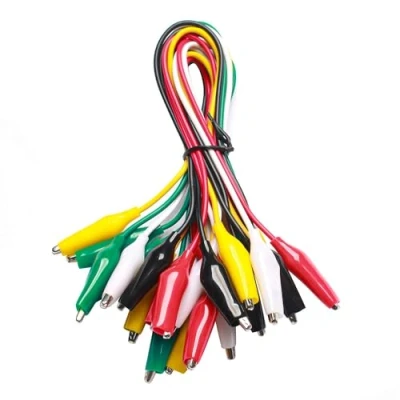 Afbeelding van 10 stuks krokodillenklemmen met kabel, testkabels krokodillenklemmen, meetkabel dubbele uiteinden, geïsoleerde voor elektrische testwerkzaamheden, 1 m