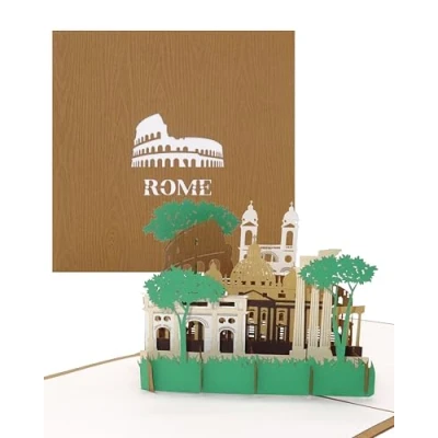Afbeelding van 3D pop up kaart &quot;Rome Panorama&quot; als aandenken, voucher, uitnodigingskaart, verjaardagskaart, uitnodiging en reisvoucher