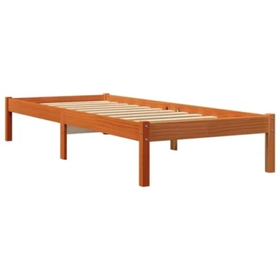 Image de vidaXL Cadre de lit sans matelas cire marron 90x200 cm bois pin massif